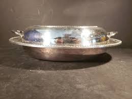 GLASBAKE CLEAR GLASS OVAL DIVIDED DISH #558 W/SILVER PLATE HOLDER RARE VINTAGE | eBay