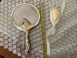 Vintage Silver or silver Plated Vanity Set Hand Mirror and ...