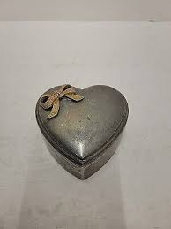 Heart Shaped Silver Plated Jewelry Trinket Box Vintage | eBay