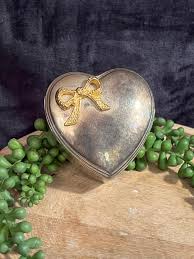 Vintage Silver Plated Heart Trinket/jewelry Box; Silver Trinket ...