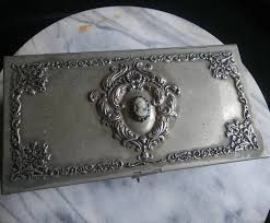 OLD-TIME] Early European metal jewelry box (with lock + key ...