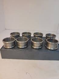 Vintage 8 Pewter Handmade Napkin Rings Engraved ,Home Sweet Home Floral... | eBay
