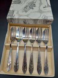 Vintage Sheffield England Pastry Cake Dessert Fork Set Silverplate Original Box | eBay