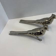 Vtg Metal Silver Plated Long Tail Pheasant Bird - Pair Salt ...