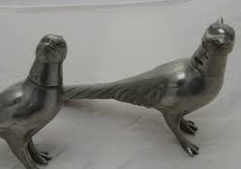Vintage Pair of silver plated pheasant salt and pepper ...