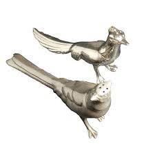 vintage pheasent sal and pepper set, silver plate, signed | eBay