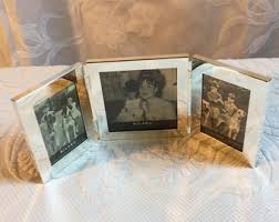 Milano Series Triple Folding Silver Tone Frame. Square Picture in the Middle and Smaller Pictures in Side Frames. Black Velveteen Backing. - Etsy