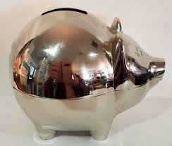 Silver Toned Piggy Bank | eBay
