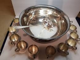 14Pcs Wallace Silverplate "Harvest" Punch Bowl Set (Bowl ...