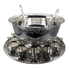 Vintage Oneida Castle Court Silver Plated Punch Bowl Set ...