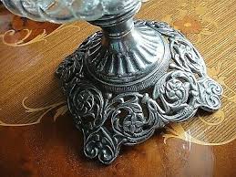 ANTIQUE OIL LAMP - 20" HIGH - SILVER METAL BASE/WHITE FLUTED GLASS SHADE | eBay