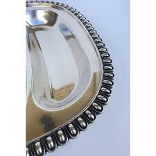 Vintage C1920's-30's Silver Plate Footed Meat Serving Platter | Chairish