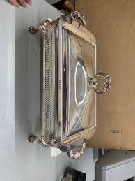 Silverplate Buffet Server w/Lid 2 Handles Glass Casserole ...