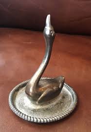 Vintage Silver Tone Swan Figurine Ring Holder Trinket Dish 4 ...