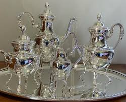 Old French Elegant Silver Plated Coffee Tea Set with Tray Empire Style 20th C | eBay