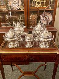 Antique American "Whartenby and Bumm" Coin Silver 5 Piece Tea and Coffee Set Ca 1817 For Sale at 1stDibs