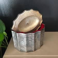 Vintage Godinger Silver Plate Oval Trinket Jewelry Box Red ...