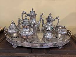 Vintage Silver Plated Ornate Tea Set 7 Piece including ...
