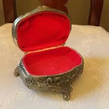 Holiday Imports | Accessories | Vintage Holiday Imports Silver Plate Victorian Trinket Box Red Felt Interior | Poshmark