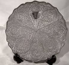 INDIA PUNCHWORK STERLING SILVER SALVER WALL PLAQUE 1900 (item #1090678)