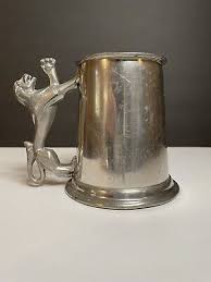 Vintage Leonard Eales English Pewter Glass Bottom Tankard ...