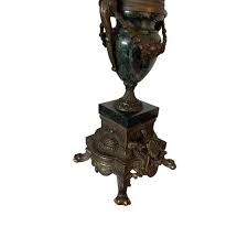 Pair of Early 20th Century Italian Empire Brevettato Bronze and Marble Candelabras | Chairish