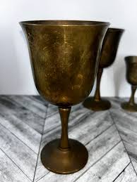 Vintage Portuguese Brass Goblet Set - Etsy