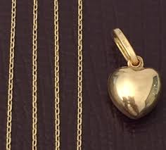 Real 14K Yellow Gold Small Heart Puff Charm Pendant Girls ...