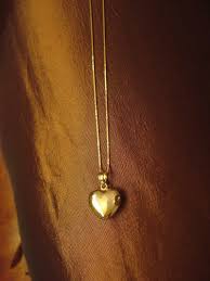 10K Solid Gold Heart Necklace Made In ITALY, Love Charm ...