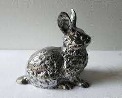 Vintage Big Rabbit Metal Easter Bunny Figurine Statue Table ...
