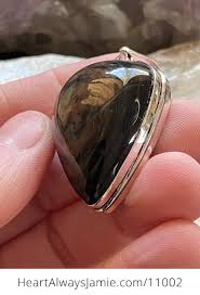 Copper Sheen Obsidian Crystal Stone Jewelry Pendant #DZNxCnvnICI