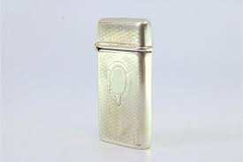 Guilloche Silver Matchbox with Monogram Card for sale at Pamono