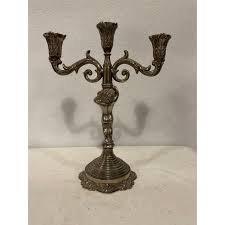 Late 19th Century Silverplated 3-Light Candelabra With Cherub | Chairish