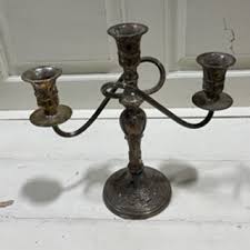 Candelabra - Three Candle Tarnished Silver - Danner and Soli Event Rental