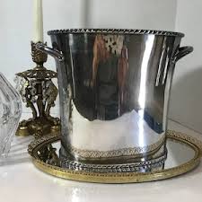 Pottery Barn Tarnished Silver Plate Wine Bucket, Pottery Barn Silverplate Ice Bucket, Pottery Barn Silver Two Sided Wine Cooler With Handles - Etsy