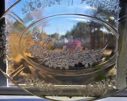 Vtg Federal Glass Sharon Platter, Amber Cabbage Rose ...