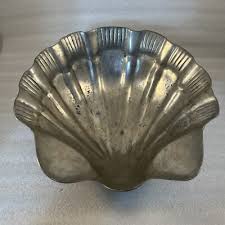 Large Ibenor Pewter serving bowl Seashell Clam Shell Footed ...