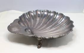Vintage Crescent Plated Silverware Shell Tray Dish Fish Tri ...
