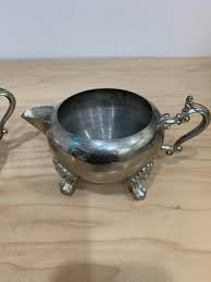 Vintage Set Of two Ornate Footed Silver Plated Creamer And ...