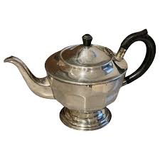 Antique Silver Teapot, Exclusive Silver Art Deco English Mid-century Coffee Pot For Sale at 1stDibs