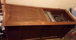 Mid Century Modern RECORD PLAYER CONSOLE wood cabinet stereo ...