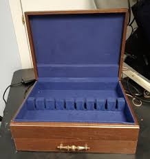 Wood Silverware Chest Flatware Storage Box Anti-Tarnish w ...