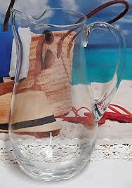 Vintage Hand Blown Romanian Clear Glass Pitcher with Applied ...