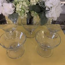 Set of 5 Vintage Glass Compote Dessert Cups on Pedestals ...