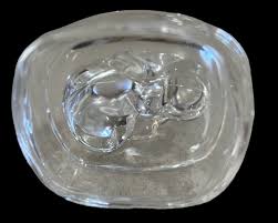 VINTAGE SITTING CAT W/ BALL CLEAR CRYSTAL GLASS FIGURINE ...