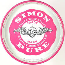 1958 Simon Pure Beer/Old Abbey Ale (Pink) 13 inch Serving ...