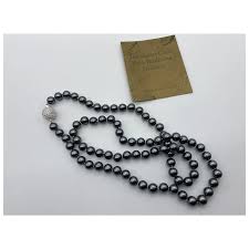 Shakira Caine Black Pearlescent Faux Pearl Necklace with ...