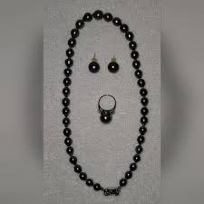 Tahiti pearl set ring,necklace and earrings