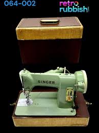 Vintage Singer Sewing Machine Green Portable 185J with Case ...