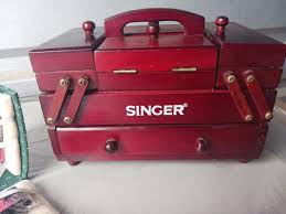 Vintage Singer Fold Out Footed Wooden Sewing Caddy Box & Sewing Kit Adorable Lot | eBay